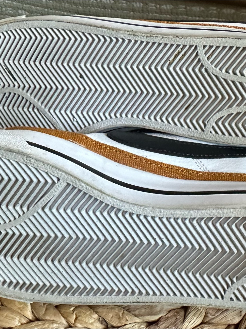 Nike Women’s White Sneakers with Black Swoosh and Brown Trim - Picture 3 of 3